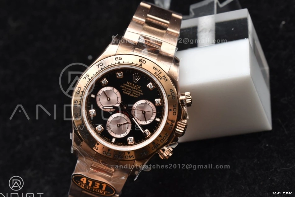 Daytona Best QF 783 126505 RG Edition on Braclet Black V 1:1 Breathable Diamonds RG SH4131 Dial 0816